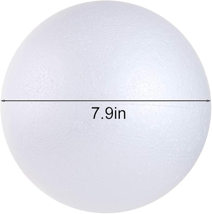 2PCS 7.9 Inch White Foam Balls Polystyrene Craft Balls Foam Balls for Art, Craft, Household, School Projects and Christmas Easter Party Decorations
