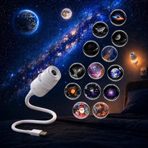 night light projector, 2-in-1usb galaxy projector night light shown in use