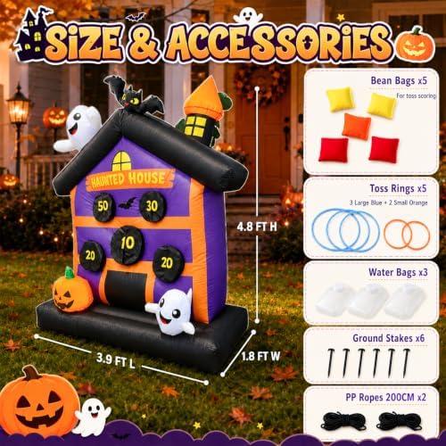 4.8 FT Halloween Inflatables Outdoor Haunted House Toss Game Yard Decor