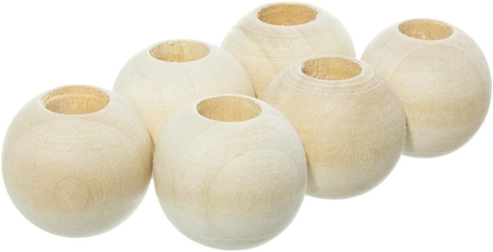Paracord Planet 1 Inch Wooden Beads with a 3/8 Inch Hole – Smooth Natural Finish – Available in Packs of 50 and 100