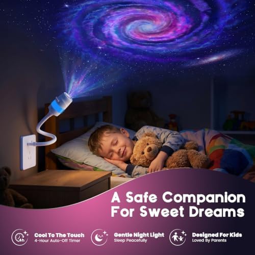 night light projector, 2-in-1usb galaxy projector night light on a desk or shelf