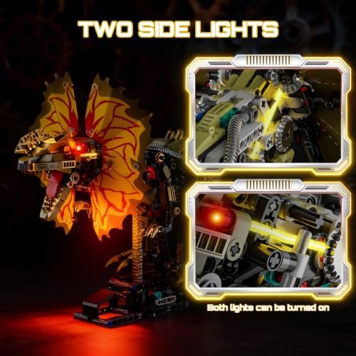 HJPLPXH Mechanical Dilophosaurus Building Blocks Set with LED Eyes
