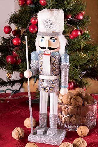 Clever Creations Snow King 14 Inch Traditional Wooden Nutcracker, Festive Christmas Décor for Shelves and Tables