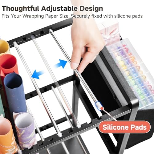 Aquzee Wrapping Paper Storage, Rolling Gift Wrap Storage Stand