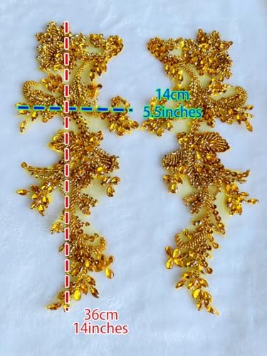 Handmade Rhinestones Bodice lace Applique handsewing Beads Sequins Trim Patch...