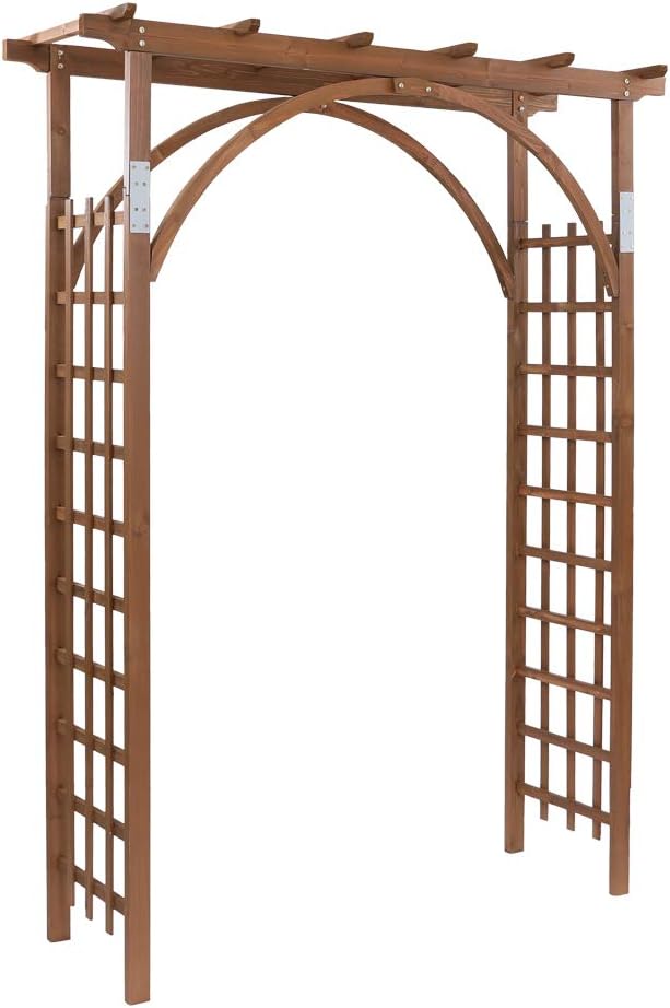 Outvita 7Ft Dark Brown Wooden Garden Arbor Arch Trellis