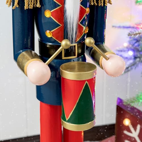Glitzhome 36" H Nutcracker Christmas Decor Wooden Nutcracker Ornaments Drummer Nutcracker Figures Traditional Christmas Decor for Indoor and Outdoor