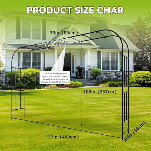 25MM Thickened Garden Arch Trellis – 157"(L) x 105"(H) Arbor