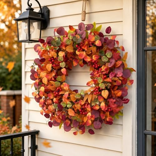 Fall Decor, 26" Fall Wreaths for Front Door, Large Fall Door Wreath