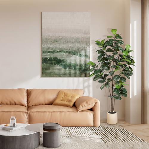 LYERSE Fiddle Leaf Fig Tree Artificial 6ft with Sturdy White Planter