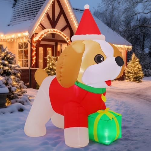 COMIN 5FT Christmas Inflatables Cavalier King Charles Puppy Yard LEDs Decor