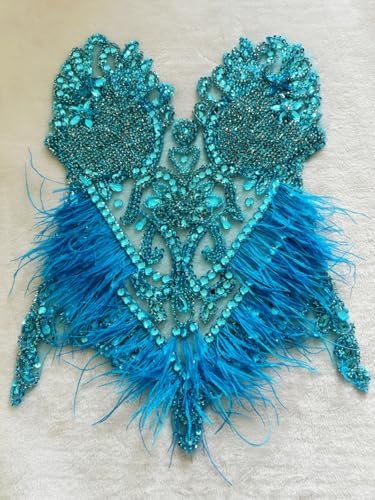 Pure Handmade Bodice lace Rhinestones Applique Sewing Stones Beads Crystal Tr...