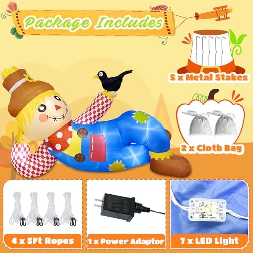 OurWarm 10 FT Fall Inflatables Outdoor Scarecrow Decorations for Yard Lawn