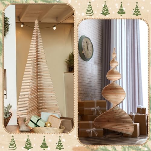 Hollowfly 5 ft Wood Christmas Tree Display Large Christmas Village Tree