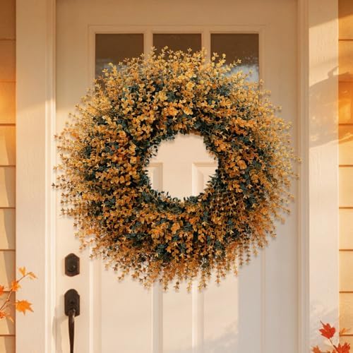 HUZIYAHAN 28" Large Fall Boxwood Wreaths for Front Door Decoration(Orange)