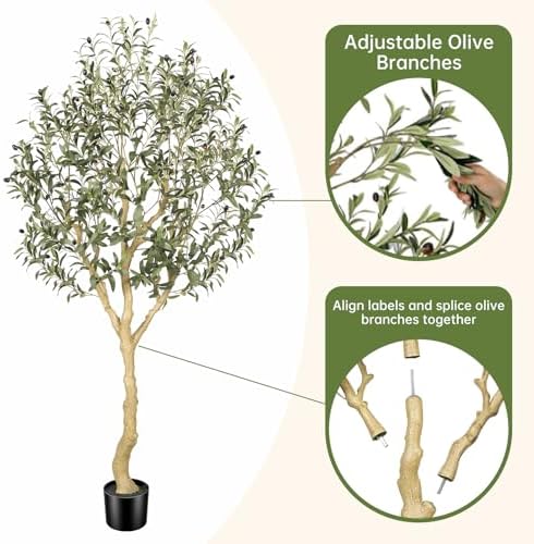 Realead 6ft Faux Olive Tree with UV Resistant for Indoor Outdoor Decor