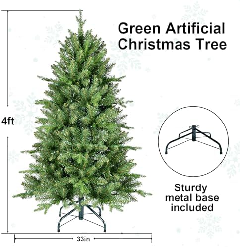 Treepool 4FT Unlit Artificial Christmas Tree, 668 PE/PVC Tips, Small Spaces