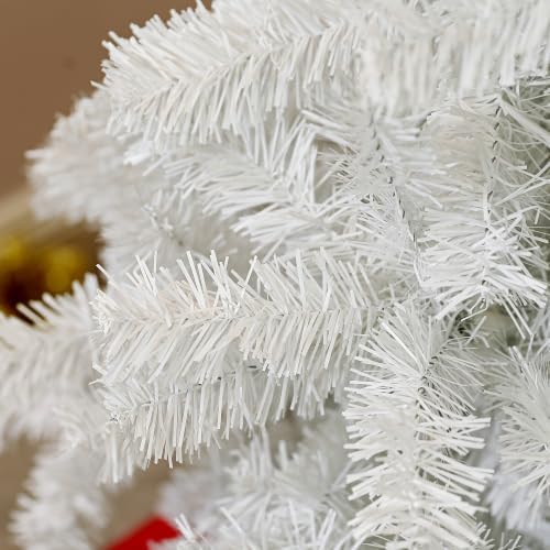 HOMCOM 6ft Tall Artificial Christmas Tree Unlit Auto Open White