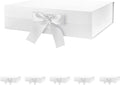 6 Large Gift Boxes with Ribbon 13.5x9x4.1 Inches (Glossy White)