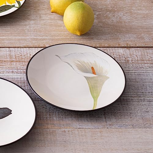 Noritake Colorwave Floral Appetizer Plates, Graphite Black, Set of 4