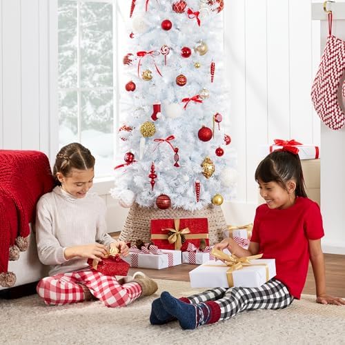 Best Choice Products White Pencil Christmas Tree 7.5ft Unlit Slim Decoration Without Lights, Skinny Premium Holiday Decor, Metal Stand, Easy Assembly