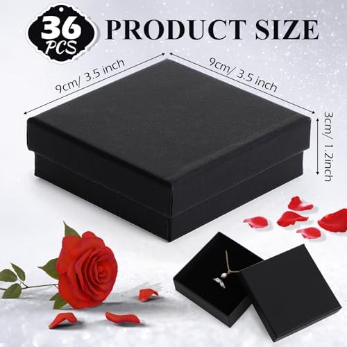 Batiyeer 36 Pcs Jewelry Gift Boxes Bulk, black, 3.5 x 3.5 x 1.2 Inch