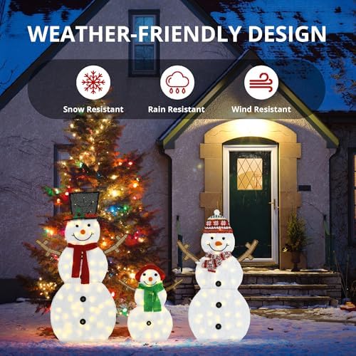Lighted Snowman Family Outdoor Christmas Decoration, Set of 3