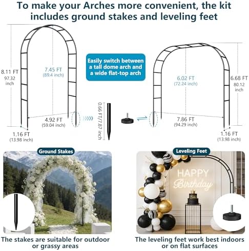 Thickened Rustproof Garden Arch Metal Trellis for Climbing Plants