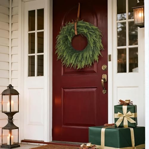 26" Lifelike Artificial Christmas Norfolk Pine Wreath for Front Door Decor