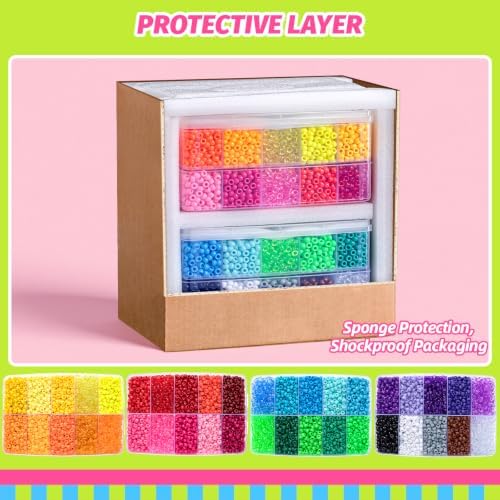 Simetufy 10000Pcs Pony Beads Bulk, 40 Colors for Kandi Bracelet Making
