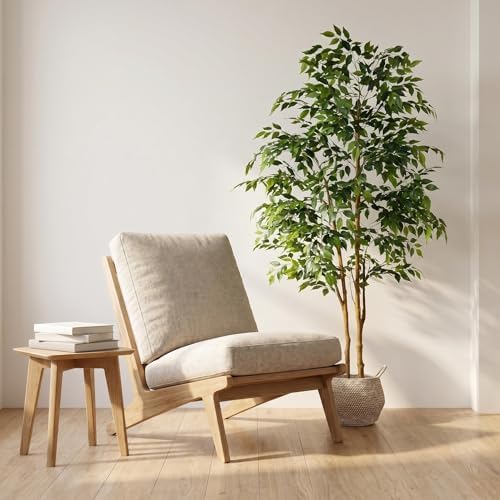 Warmplants Artificial Ficus Tree 7ft Fake Floor Plant with Woven Basket