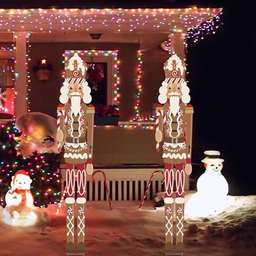 GlikCeil 2pcs 6ft Large Gingerbread Christmas Nutcracker Outdoor Decoration