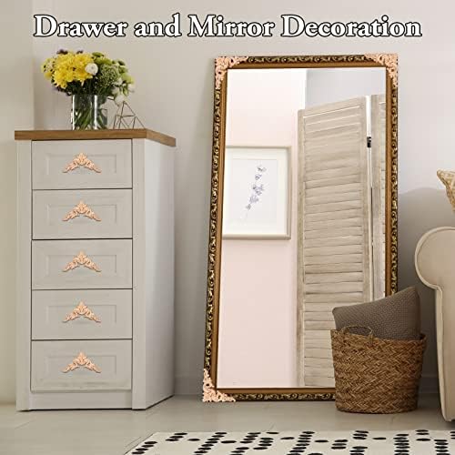 Remerry 60 Pcs Wood Applique Onlays and Wood Corner Decorative Furniture Appliques DIY Unpainted Wooden Carved Corner Decal for Home Furniture Wall Decor, 3.94 x 3.94 Inch