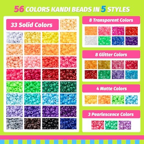Simetufy 10000Pcs Pony Beads Bulk, 56 Colors 6x9MM Plastic Kandi Beads Kit for Crafts Bracelet Making Hair Braiding Jewelry Key Chains DIY Gifts, 5.74lb (2 Large Boxes)