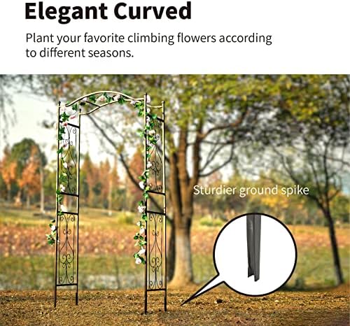 92'' H x 44'' W Garden Arch Arbor Trellis for Outdoor, Trellis Plants Support with Metal Durable Iron Use for Climbing Plants w/Decorative Wire Lattice - Black