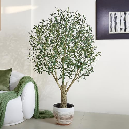 VeriNatural 6FT UV-Resistant Artificial Olive Tree with Thick Trunk