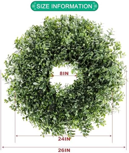 26'' Boxwood Wreaths for Front Door,Boxwood Wreath