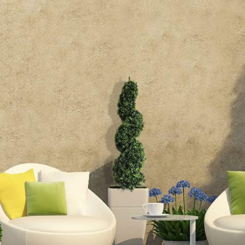 Artificial Topiary Trees 43.3 inch/3.6 ft Boxwood Spiral Trees Green Potted Tree Set of 2 Artificial topiaries Trees