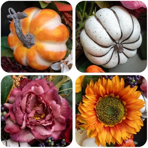 24 Inch Fall Wreaths for Front Door, Autumn Harvest Wreath, Porch Decor