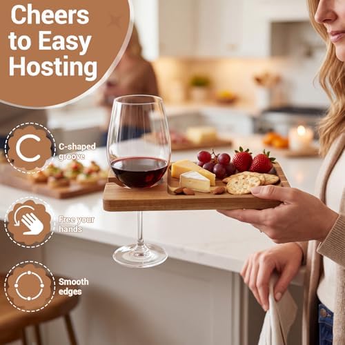 SiliFine 6 Pcs Wine Appetizer Plates with Wine Glass Holder, Rectangle