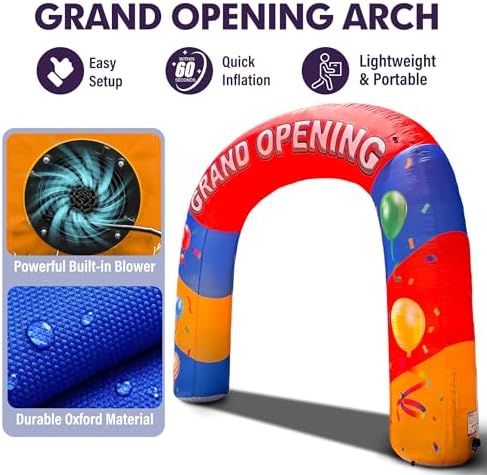 14Ft Grand Opening Inflatable Arch with Built-in Blower, Portable Inflatable Archway Entrance for Store Openings, Events & Celebrations
