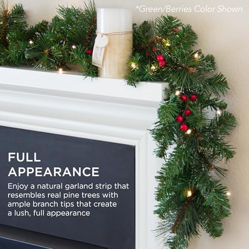 Best Choice Products 9ft Pre-Lit Battery Powered Christmas Garland for Stairs, Traditional Fireplace Holiday Decoration w/ 50 2-in-1 LED Lights