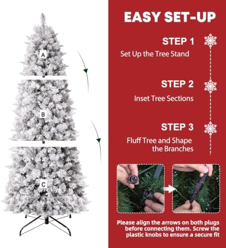Hykolity 7.5 ft Prelit Pencil Christmas Tree with 200 Warm White LEDs