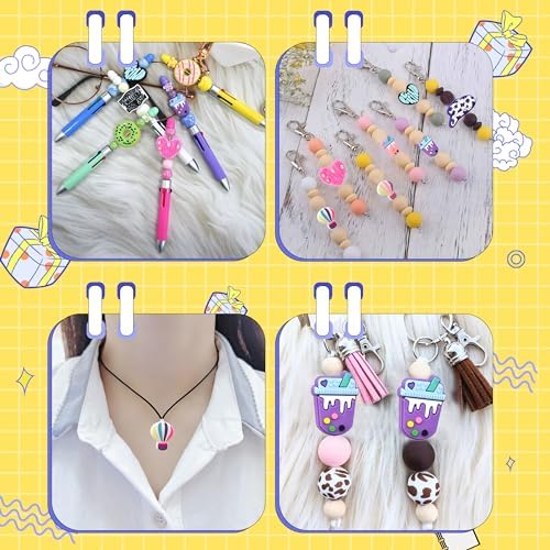 100 Pcs Foods Leisure Silicone Beads, Silicone Focal Beads for Keychain Making, Rubber Spacer Loose Beads for Pens Crafts Necklace Bracelet