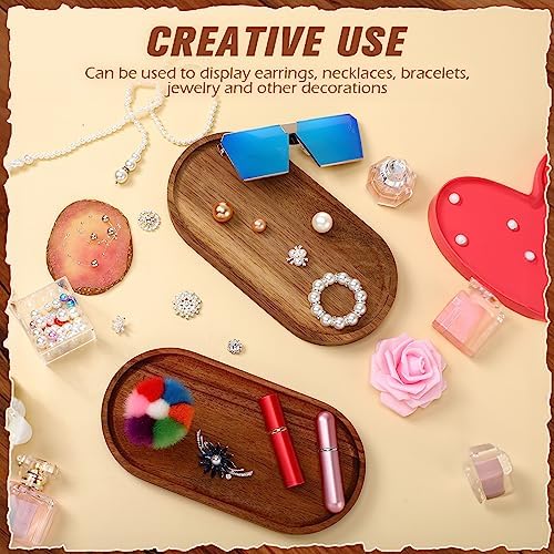 Geetery 12 Pcs Acacia Wooden Serving Trays 10 Inch Oval Wood Platter Wooden Serving Platter Oval Charcuterie Plates Board Cheese Plate Fruit Wood Tray Acacia Cheese Board for Dessert Appetizer