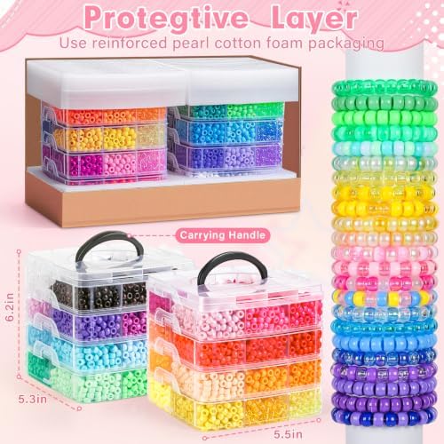 10000Pcs Pony Beads Bulk, 48 Colors Kandi Beads for Bracelet Making Kit