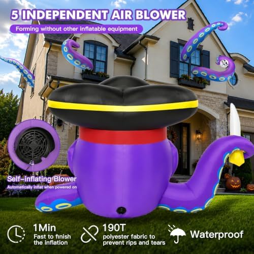 Halloween Inflatable Outdoor Decoration 9FT Pirate Octopus with 4 Tentacles