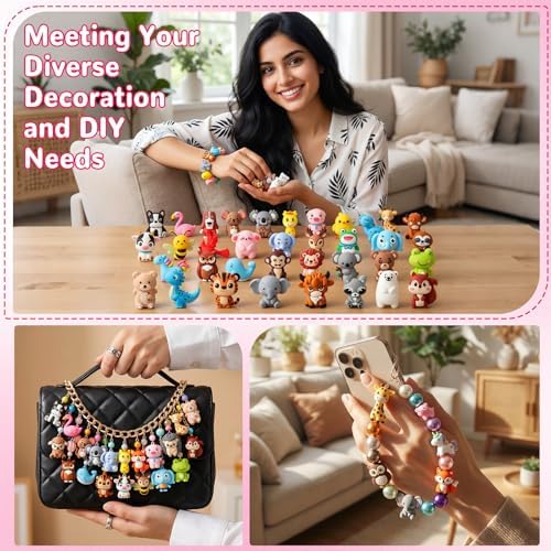 90 Pcs 3D Animals Silicone Focal Beads Bulk for Pens, Keychain Making