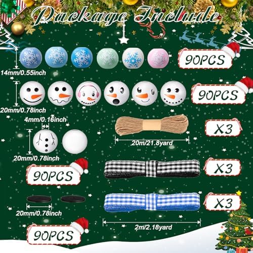 Vicenpal 450 Pcs Christmas Wooden Beads, Pure, Pastel Color