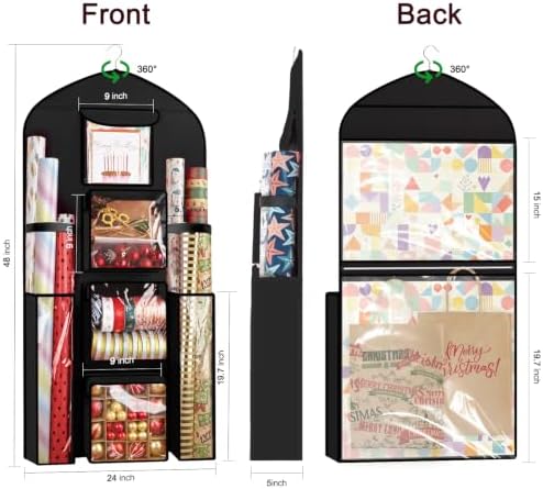 Hanging Wrapping Paper Organizer Storage, Over Door Gift Wrap Storage Bag